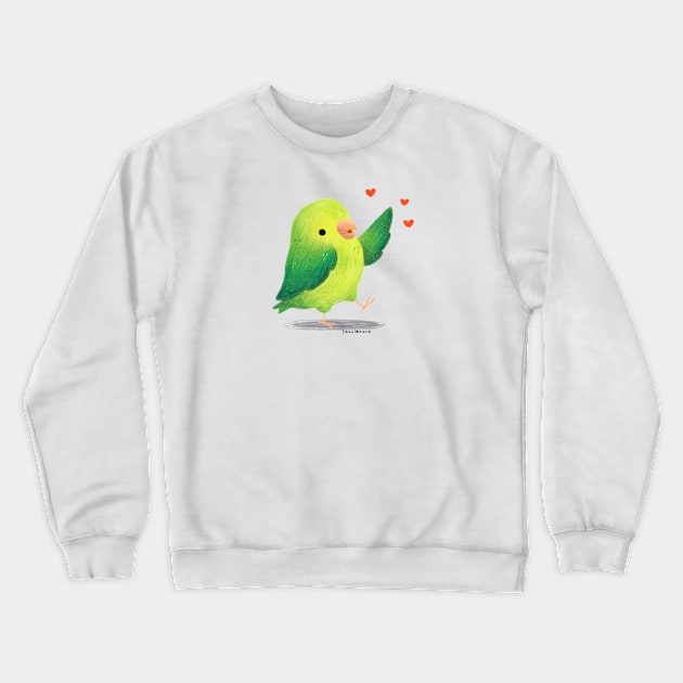 Parrotlet bird with hearts Crewneck Sweatshirt by julianamotzko